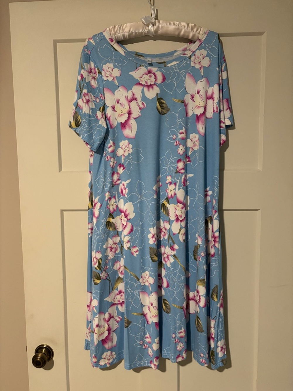 BUNDLE AND SAVE!  Light Blue Floral Short Sleeve Swing Dress
